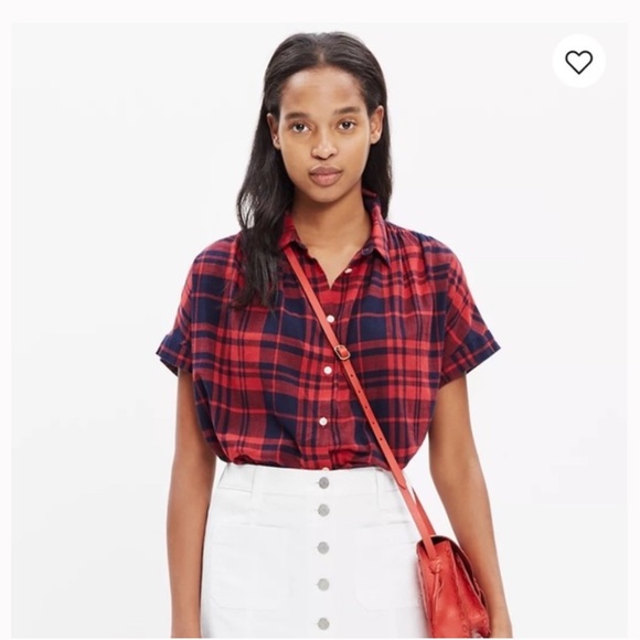 MADEWELL Central Shirt Bushwick Plaid Short Drop Sleeve Button-Down Shirt - Picture 3 of 8